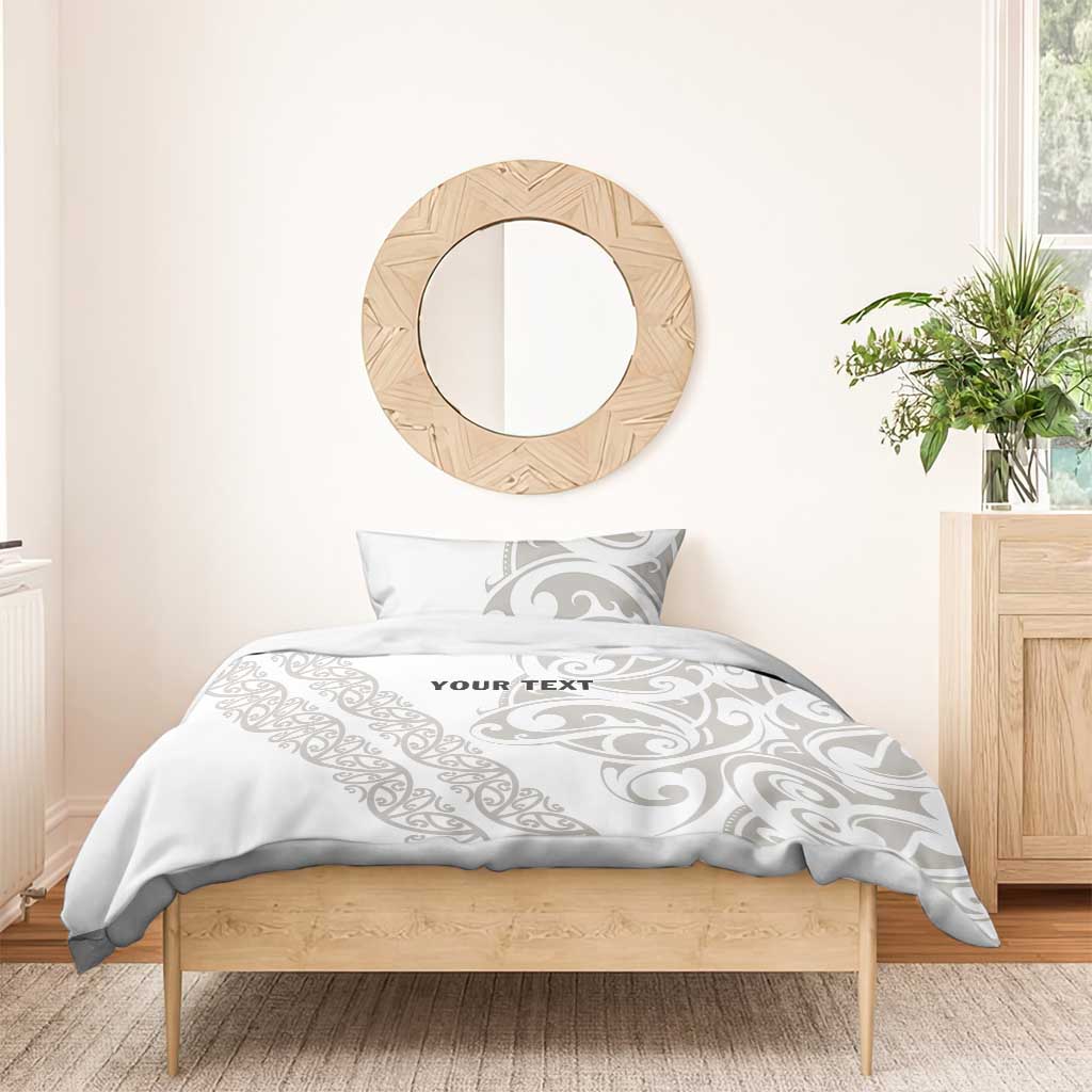 All White Maori Tribal Tattoo Personalised Bedding Set Stone Gray Polynesian Style - Polynesian Pride