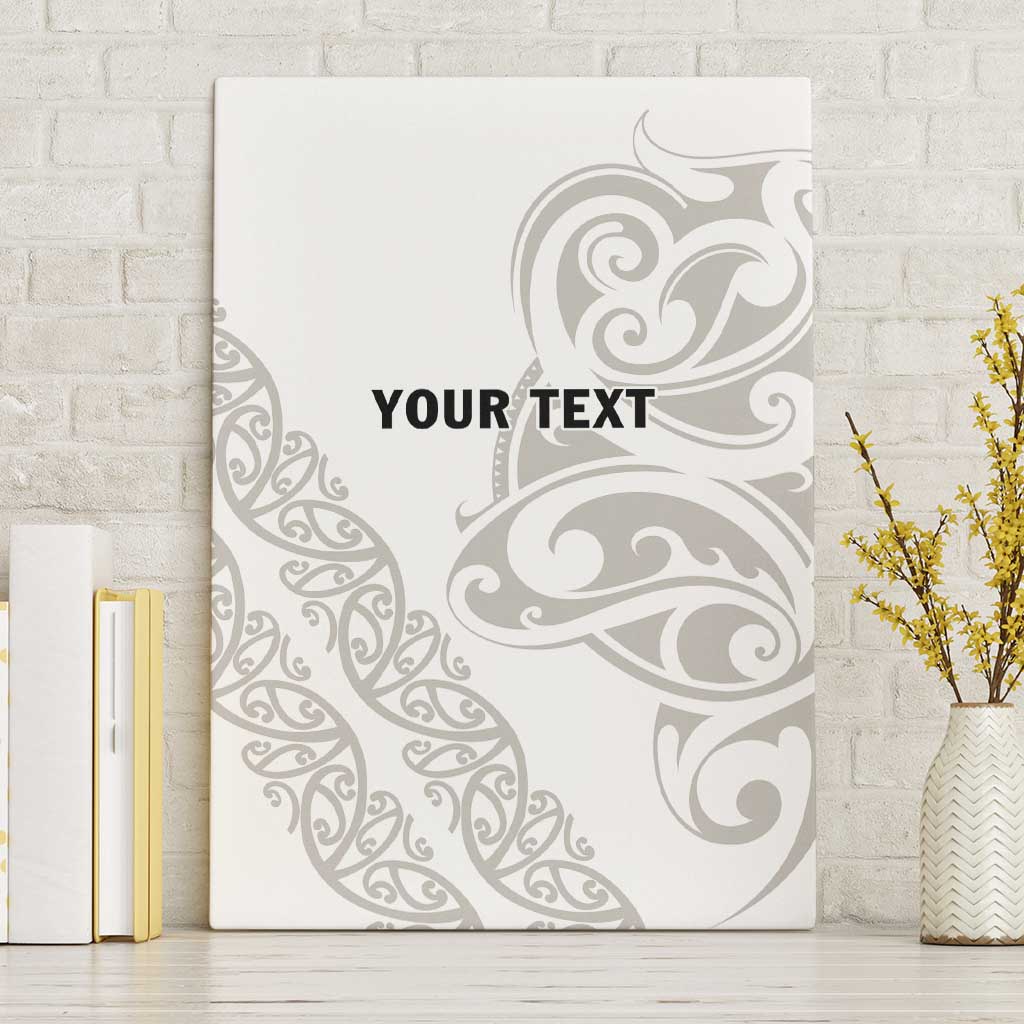 All White Maori Tribal Tattoo Personalised Canvas Wall Art Stone Gray Polynesian Style - Polynesian Pride