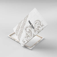 All White Maori Tribal Tattoo Personalised Canvas Wall Art Stone Gray Polynesian Style - Polynesian Pride