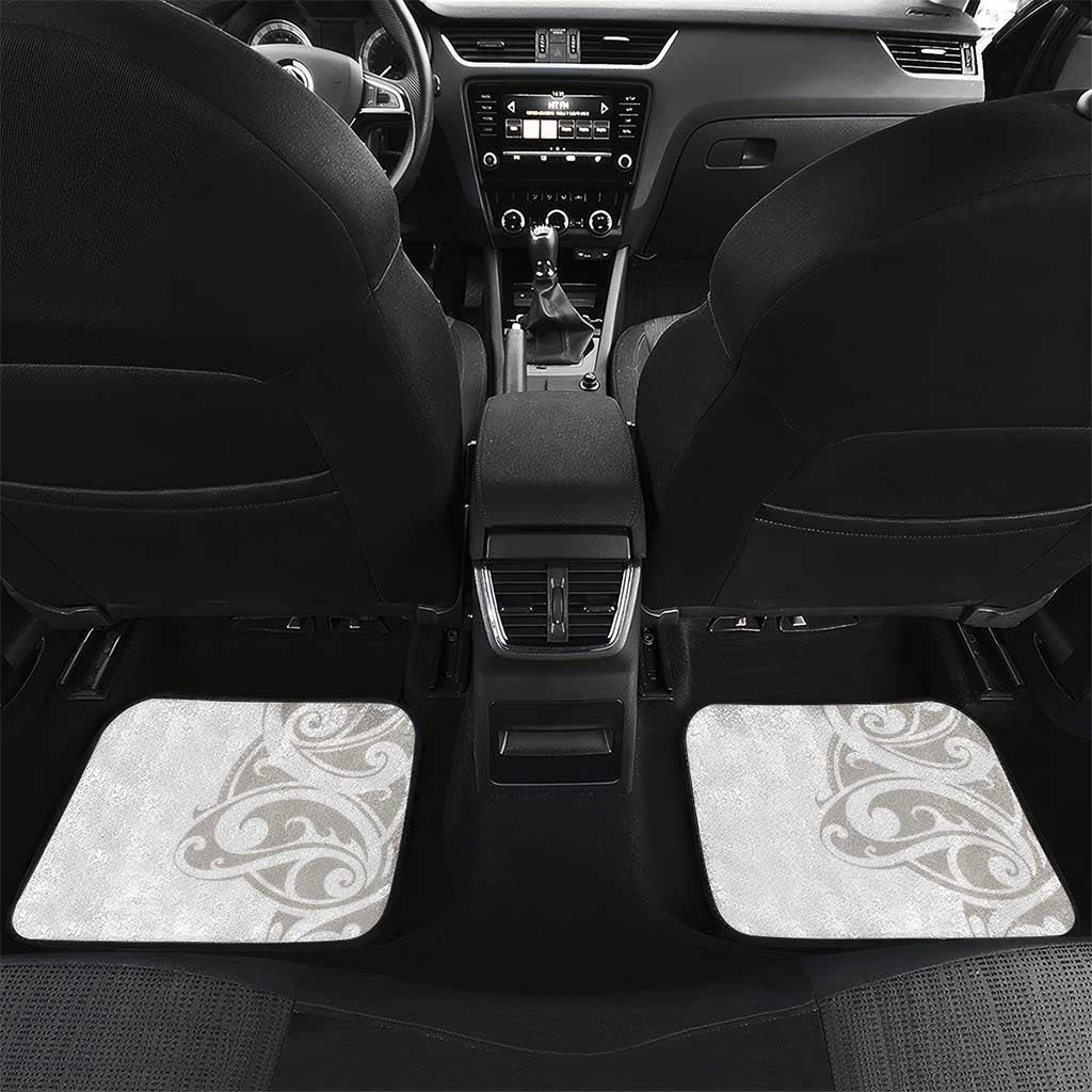 All White Maori Tribal Tattoo Personalised Car Mats Stone Gray Polynesian Style - Polynesian Pride