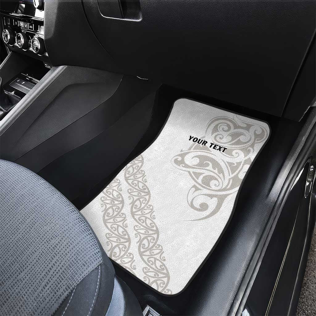 All White Maori Tribal Tattoo Personalised Car Mats Stone Gray Polynesian Style - Polynesian Pride