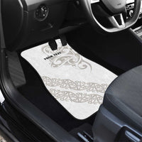All White Maori Tribal Tattoo Personalised Car Mats Stone Gray Polynesian Style - Polynesian Pride