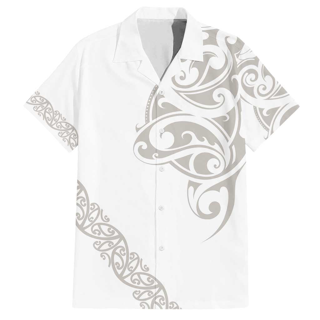 All White Maori Tribal Tattoo Personalised Family Matching Puletasi and Hawaiian Shirt Stone Gray Polynesian Style - Polynesian Pride