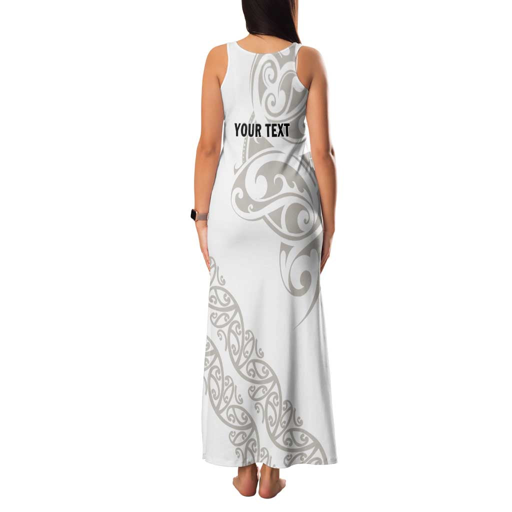 All White Maori Tribal Tattoo Personalised Family Matching Tank Maxi Dress and Hawaiian Shirt Stone Gray Polynesian Style - Polynesian Pride