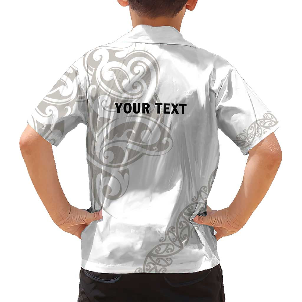 All White Maori Tribal Tattoo Personalised Hawaiian Shirt Stone Gray Polynesian Style - Polynesian Pride