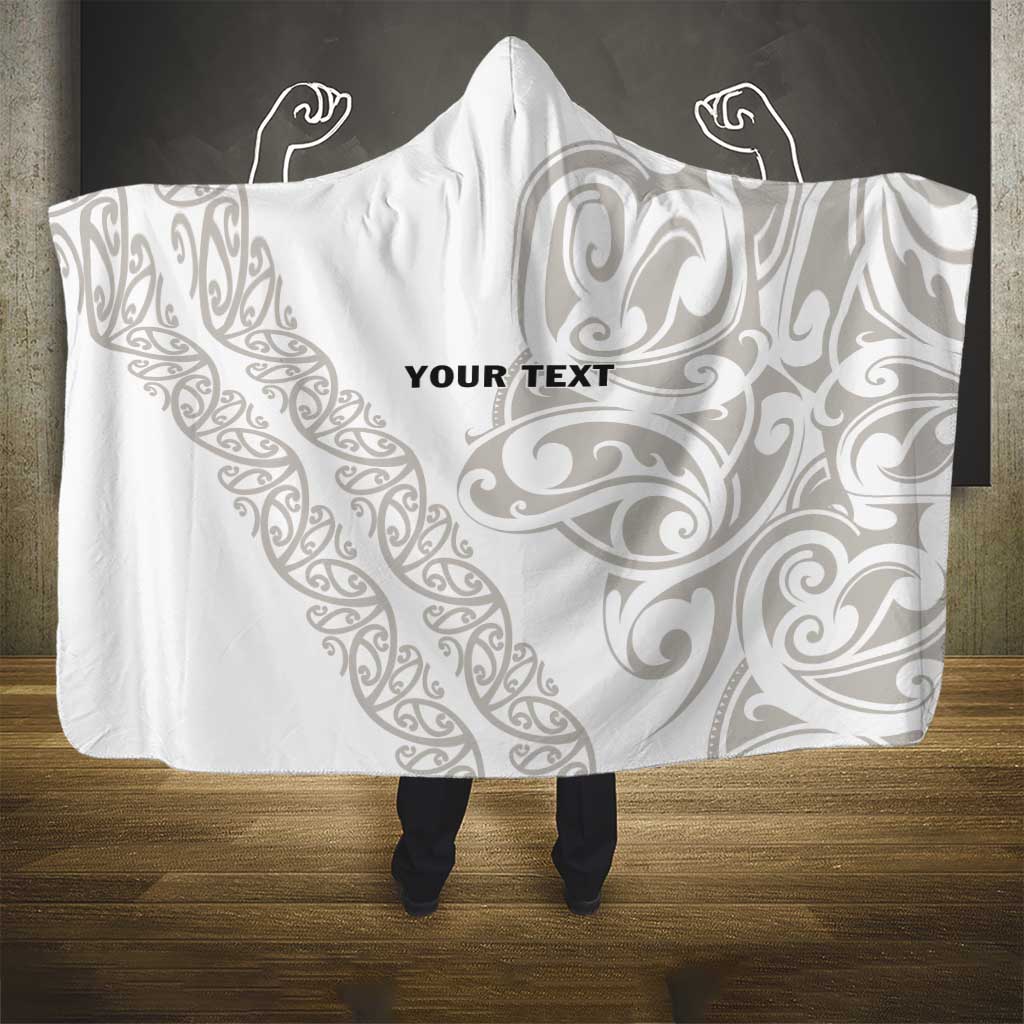 All White Maori Tribal Tattoo Personalised Hooded Blanket Stone Gray Polynesian Style - Polynesian Pride