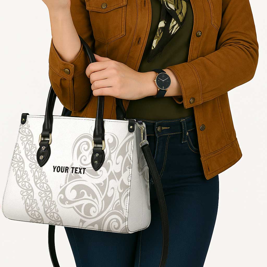 All White Maori Tribal Tattoo Personalised Leather Bag Stone Gray Polynesian Style - Polynesian Pride