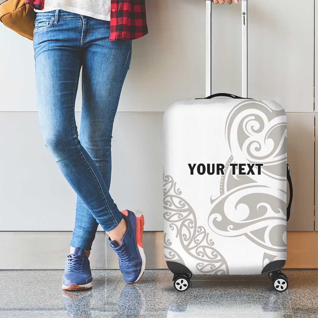 All White Maori Tribal Tattoo Personalised Luggage Cover Stone Gray Polynesian Style - Polynesian Pride