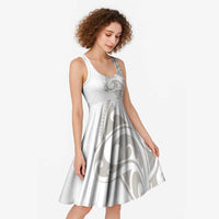 All White Maori Tribal Tattoo Personalised Midi Dress Stone Gray Polynesian Style - Polynesian Pride