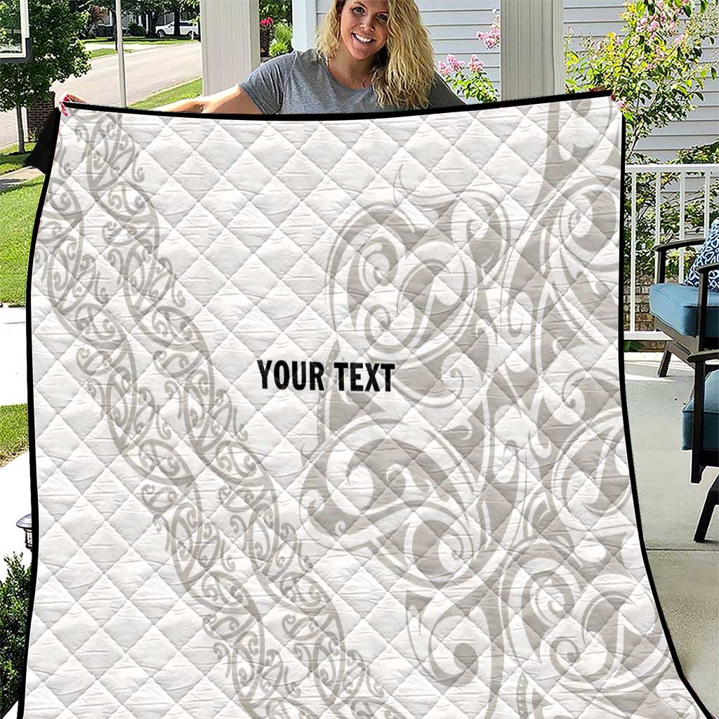 All White Maori Tribal Tattoo Personalised Quilt Stone Gray Polynesian Style - Polynesian Pride