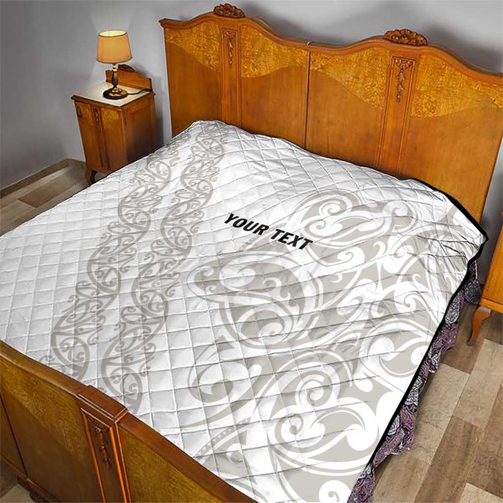 All White Maori Tribal Tattoo Personalised Quilt Stone Gray Polynesian Style - Polynesian Pride