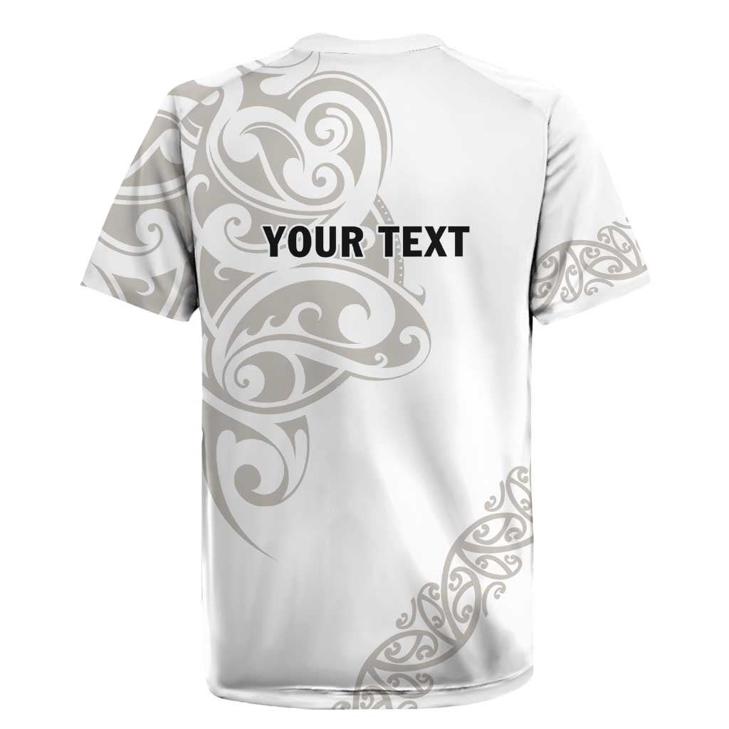 All White Maori Tribal Tattoo Personalised Rugby Jersey Stone Gray Polynesian Style - Polynesian Pride