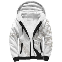 All White Maori Tribal Tattoo Personalised Sherpa Hoodie Stone Gray Polynesian Style LT9 Unisex Gray - Polynesian Pride
