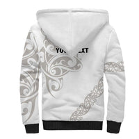 All White Maori Tribal Tattoo Personalised Sherpa Hoodie Stone Gray Polynesian Style LT9 - Polynesian Pride