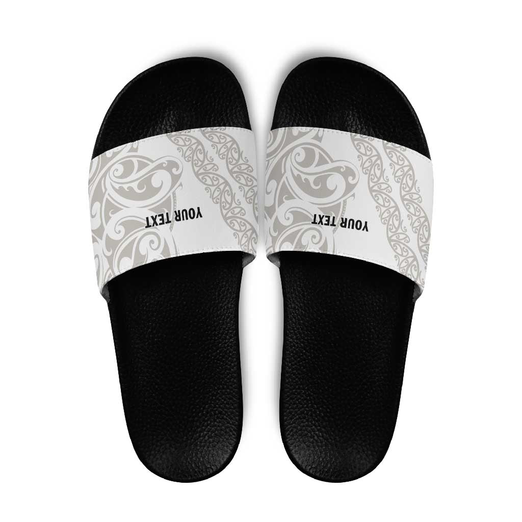 All White Maori Tribal Tattoo Personalised Slide Sandals Stone Gray Polynesian Style LT9 Gray - Polynesian Pride