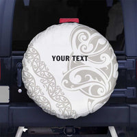 All White Maori Tribal Tattoo Personalised Spare Tire Cover Stone Gray Polynesian Style - Polynesian Pride
