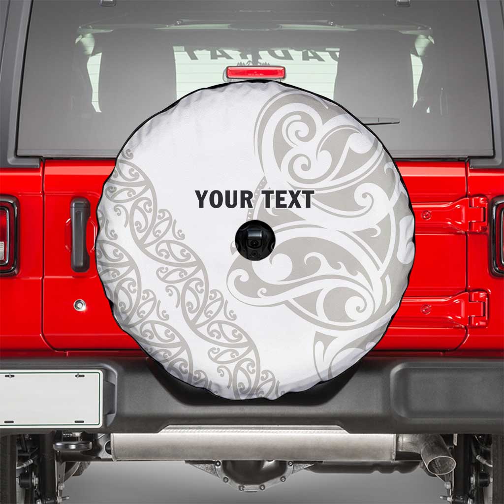 All White Maori Tribal Tattoo Personalised Spare Tire Cover Stone Gray Polynesian Style - Polynesian Pride