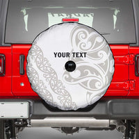 All White Maori Tribal Tattoo Personalised Spare Tire Cover Stone Gray Polynesian Style - Polynesian Pride