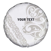 All White Maori Tribal Tattoo Personalised Spare Tire Cover Stone Gray Polynesian Style - Polynesian Pride