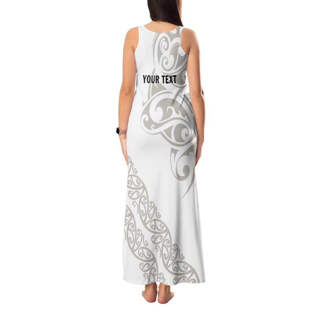 All White Maori Tribal Tattoo Personalised Tank Maxi Dress Stone Gray Polynesian Style - Polynesian Pride
