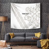 All White Maori Tribal Tattoo Personalised Tapestry Stone Gray Polynesian Style - Polynesian Pride