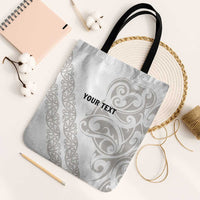 All White Maori Tribal Tattoo Personalised Tote Bag Stone Gray Polynesian Style LT9 Black Strap One Size Gray - Polynesian Pride