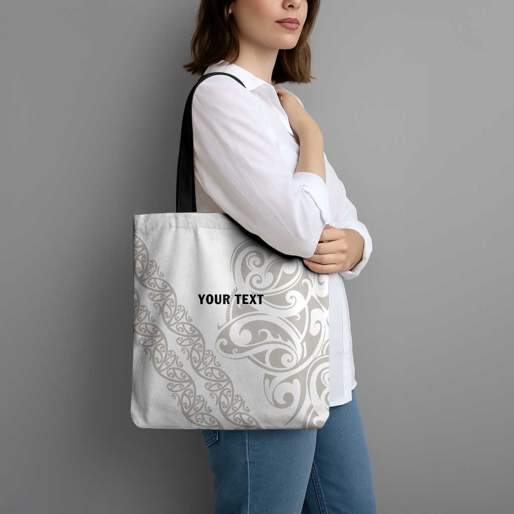 All White Maori Tribal Tattoo Personalised Tote Bag Stone Gray Polynesian Style LT9 - Polynesian Pride