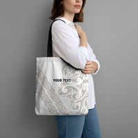 All White Maori Tribal Tattoo Personalised Tote Bag Stone Gray Polynesian Style LT9 - Polynesian Pride