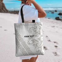 All White Maori Tribal Tattoo Personalised Tote Bag Stone Gray Polynesian Style LT9 - Polynesian Pride