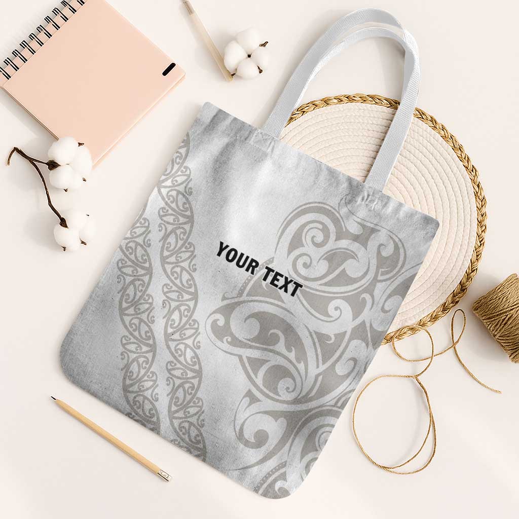 All White Maori Tribal Tattoo Personalised Tote Bag Stone Gray Polynesian Style LT9 White Strap One Size Gray - Polynesian Pride