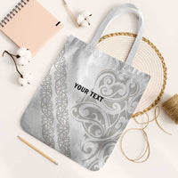 All White Maori Tribal Tattoo Personalised Tote Bag Stone Gray Polynesian Style LT9 White Strap One Size Gray - Polynesian Pride