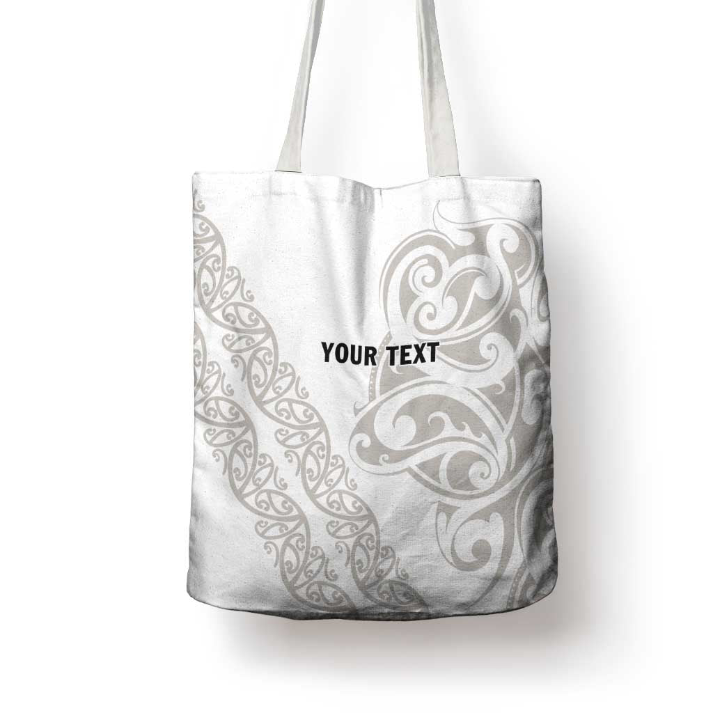 All White Maori Tribal Tattoo Personalised Tote Bag Stone Gray Polynesian Style LT9 - Polynesian Pride