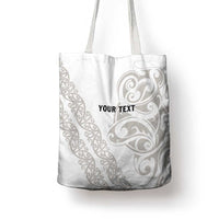 All White Maori Tribal Tattoo Personalised Tote Bag Stone Gray Polynesian Style LT9 - Polynesian Pride