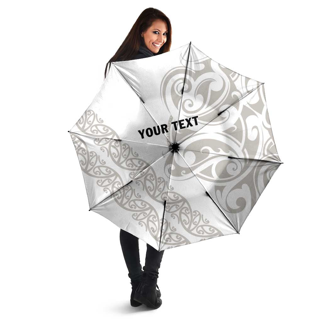 All White Maori Tribal Tattoo Personalised Umbrella Stone Gray Polynesian Style - Polynesian Pride