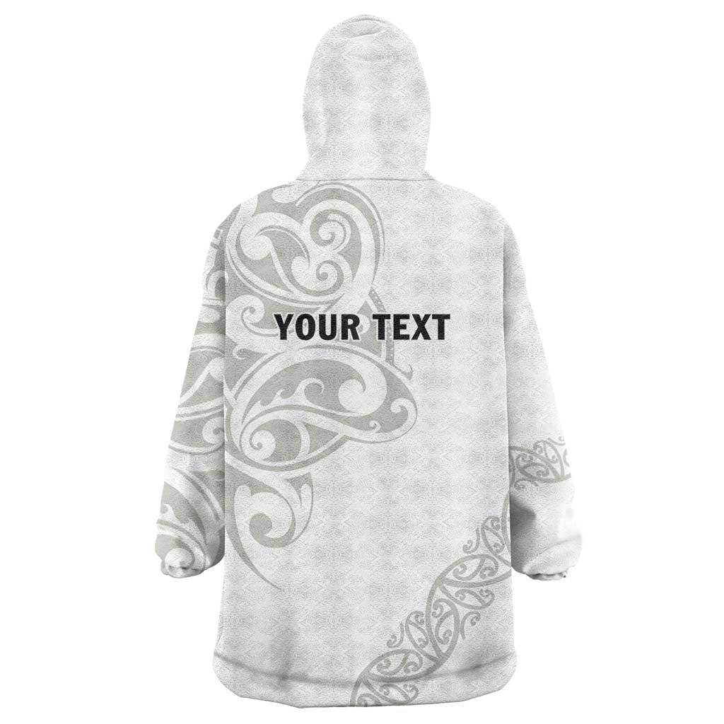 All White Maori Tribal Tattoo Personalised Wearable Blanket Hoodie Stone Gray Polynesian Style - Polynesian Pride
