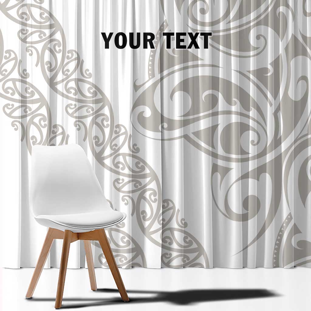 All White Maori Tribal Tattoo Personalised Window Curtain Stone Gray Polynesian Style - Polynesian Pride