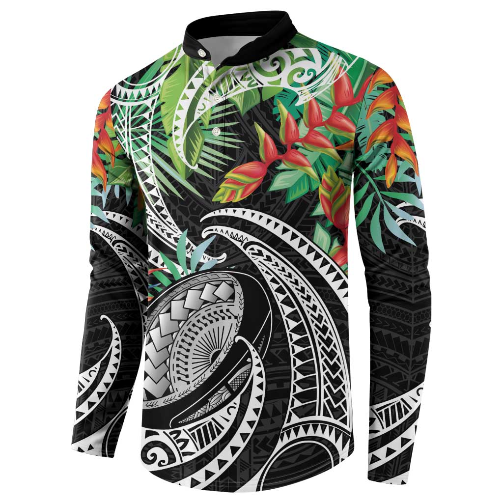 Polynesian Pacific Rugby Tribal Button Sweatshirt Tropical Vibe
