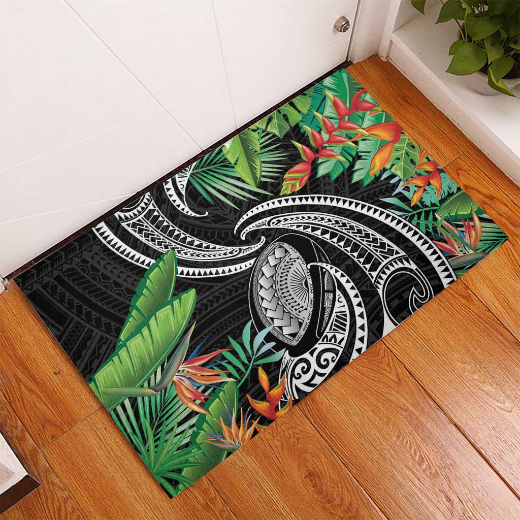 Polynesian Pacific Rugby Tribal Rubber Doormat Tropical Vibe