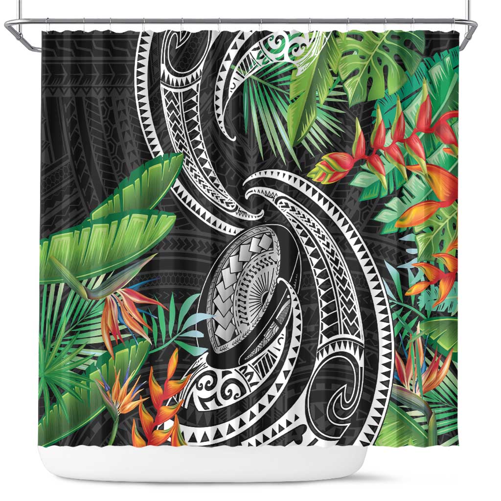 Polynesian Pacific Rugby Tribal Shower Curtain Tropical Vibe