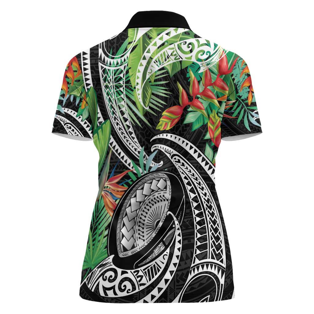 Polynesian Pacific Rugby Tribal Women Polo Shirt Tropical Vibe