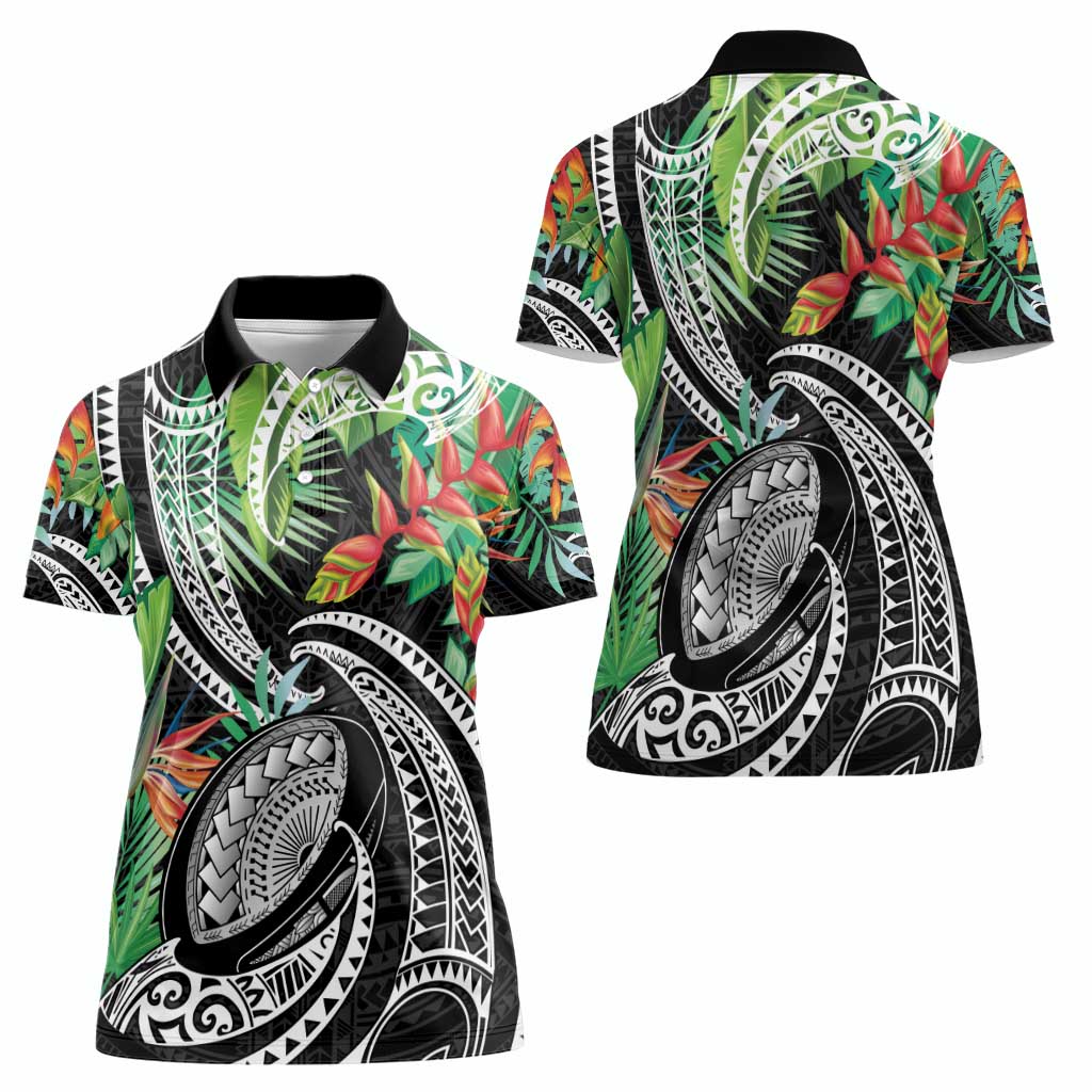 Polynesian Pacific Rugby Tribal Women Polo Shirt Tropical Vibe