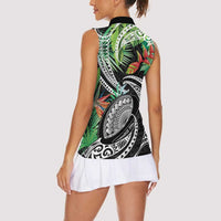 Polynesian Pacific Rugby Tribal Women Sleeveless Polo Shirt Tropical Vibe