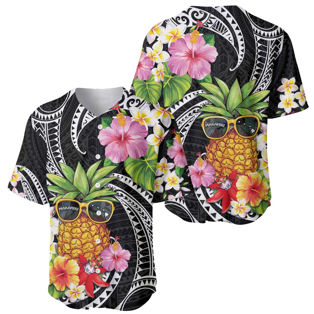 Hau'oli Makahiki Hou Baseball Jersey Aloha Pineapple Tropical Vibe LT9 - Polynesian Pride