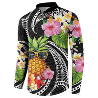 Hau'oli Makahiki Hou Button Sweatshirt Aloha Pineapple Tropical Vibe