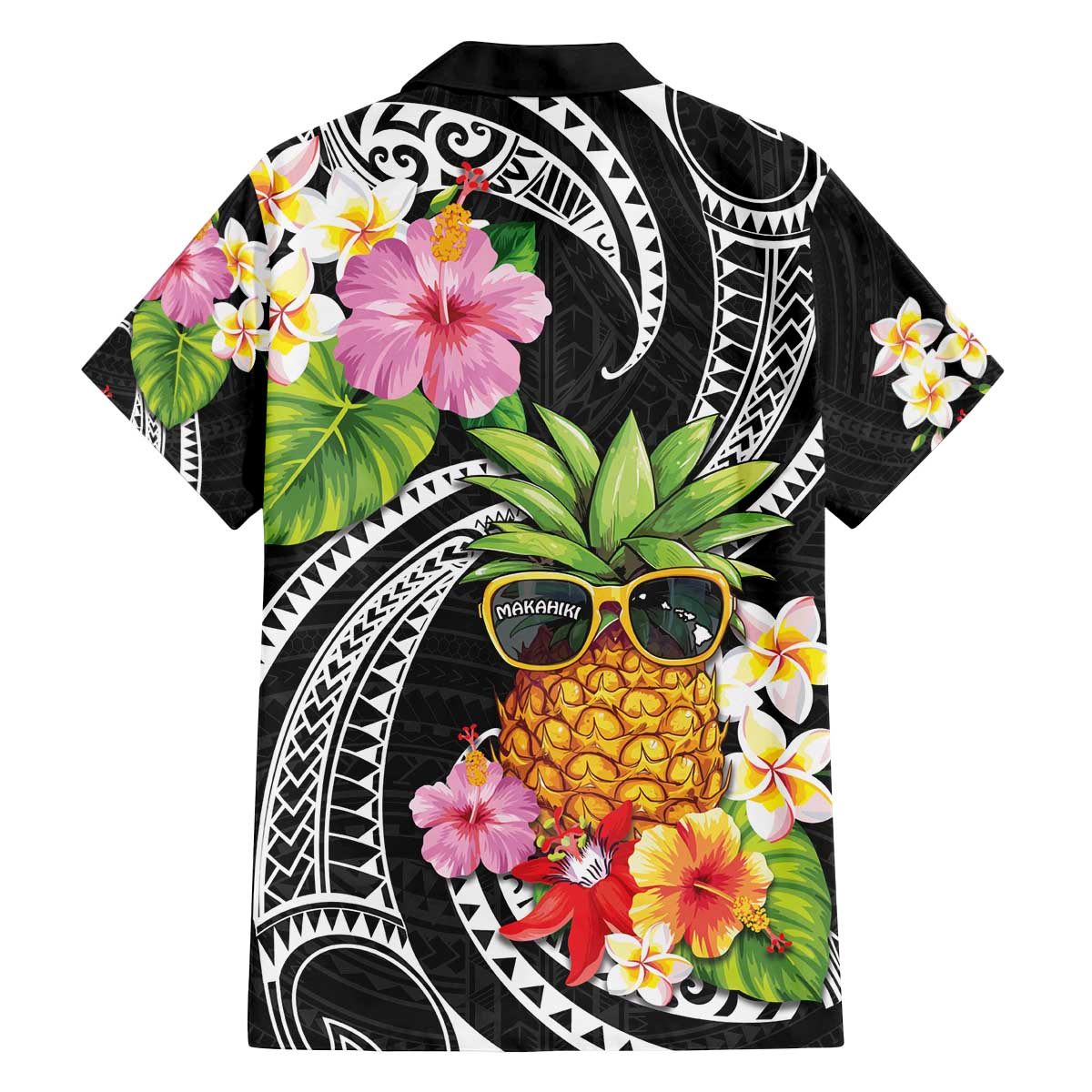 Hau'oli Makahiki Hou Family Matching Off The Shoulder Long Sleeve Dress and Hawaiian Shirt Aloha Pineapple Tropical Vibe LT9 - Polynesian Pride