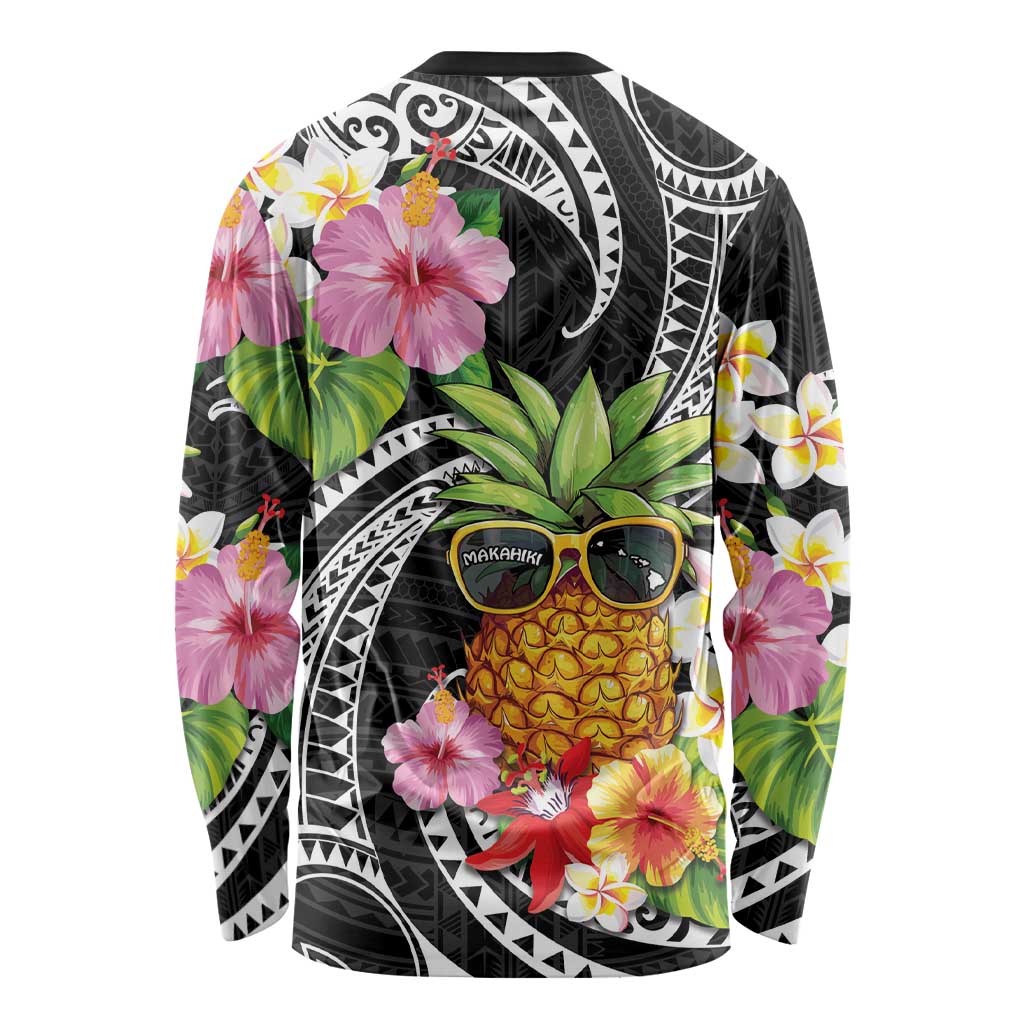 Hau'oli Makahiki Hou Long Sleeve Shirt Aloha Pineapple Tropical Vibe