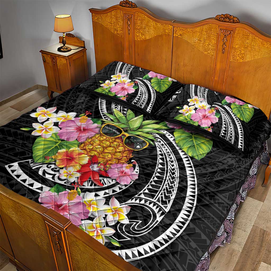Hau'oli Makahiki Hou Quilt Bed Set Aloha Pineapple Tropical Vibe
