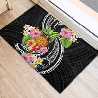 Hau'oli Makahiki Hou Rubber Doormat Aloha Pineapple Tropical Vibe