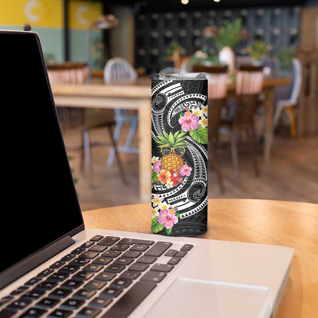 Hau'oli Makahiki Hou Skinny Tumbler Aloha Pineapple Tropical Vibe LT9 - Polynesian Pride