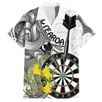 Personalised New Zealand Darts Hawaiian Shirt Kowhai Floral with Maori Tattoo LT9 Black - Polynesian Pride